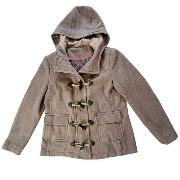 Boden Anthropologie Wool Hooded Pea Coat Women's Size 10 - Picture 1 of 13